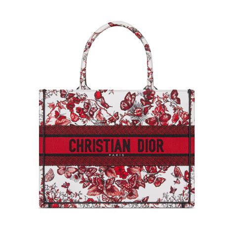 Medium Dior Book Tote White and Red Le Cœur des 